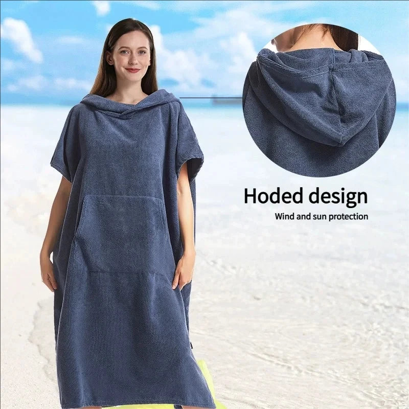 Unisex Oversized Quick Dry Poncho Hoodie Towel Beach Robe Swim Surf Changing Towel Loungewear Pajamas for Adults