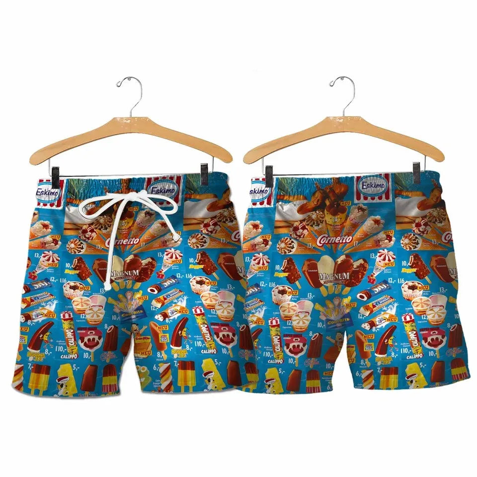 2024 Trendy Cool Fashion Ice Cream Shirts Beach Party 3d Print Hawaiian Shirt unisex Short Sleeve Oversized Blouse Lapel Shirts