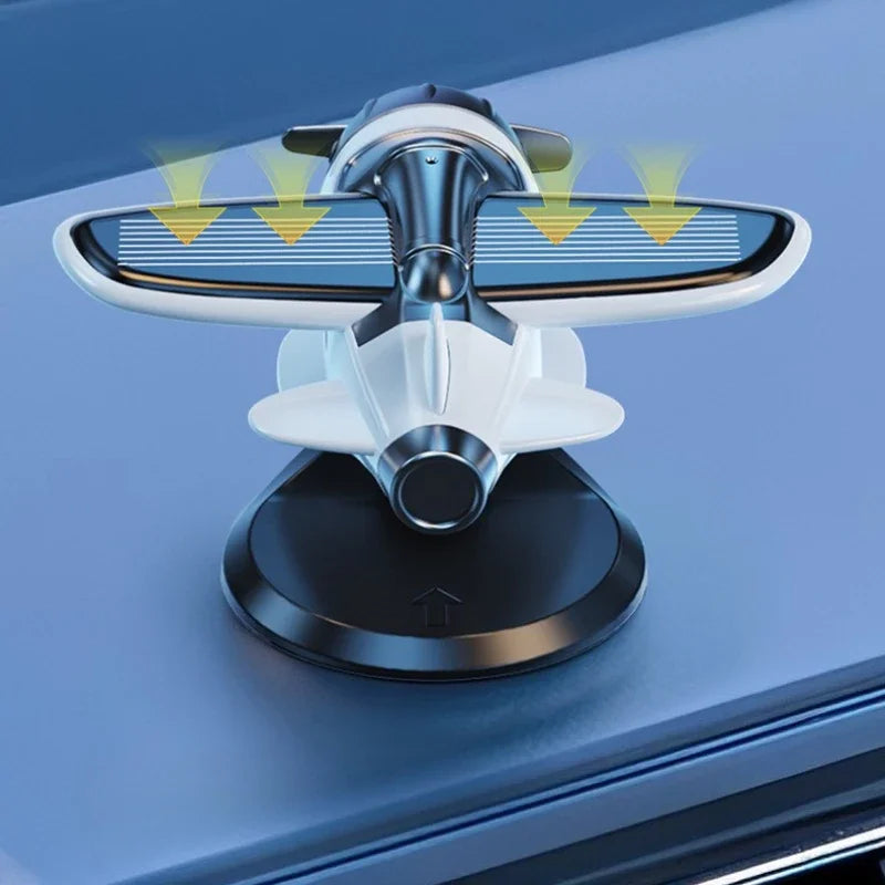 Solar-powered Airplane Ornament,360-degree Rotation, Car Dashboard Decoration,Kinetic Airplane Figurine,Car Interior Accessories