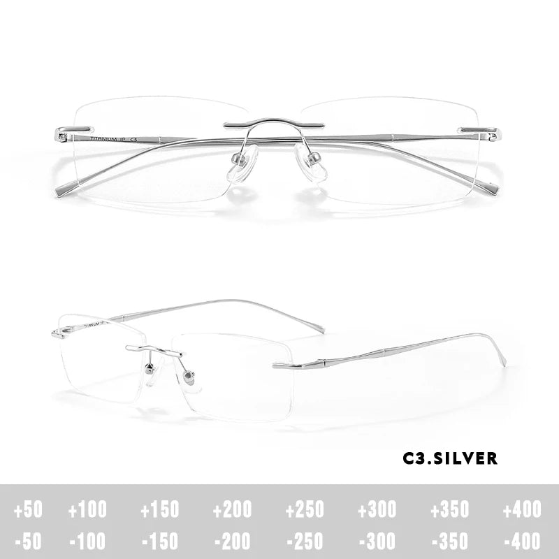 O-Q CLUB Ultra-light Titanium Reading Eyeglass Frames Men Fashion Simple Rimless Myopia Glasses Customized Prescription Glasses