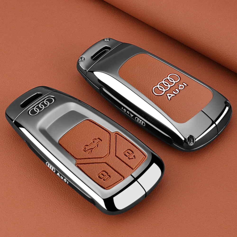 Fashion Zinc Alloy Car Key Case Cover Shell Protection For Audi A4 A4L A5 Q5 Q7 TT TTS 8S B9 2016 2017 2018 Keychain Accessories