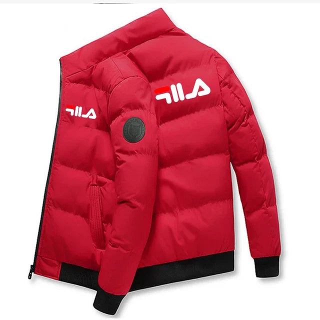 Fashion autumn and winter short men's thick warm coat, outdoor windproof new zipper printed men's casual jacket M-5XL