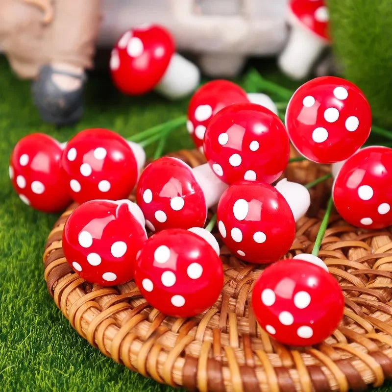 Mini Mushroom Miniatures Foam Red Mushroom Artificial Garden Fairy Bonsai Plant Pot Craft Decors DIY Micro Landscape Ornament