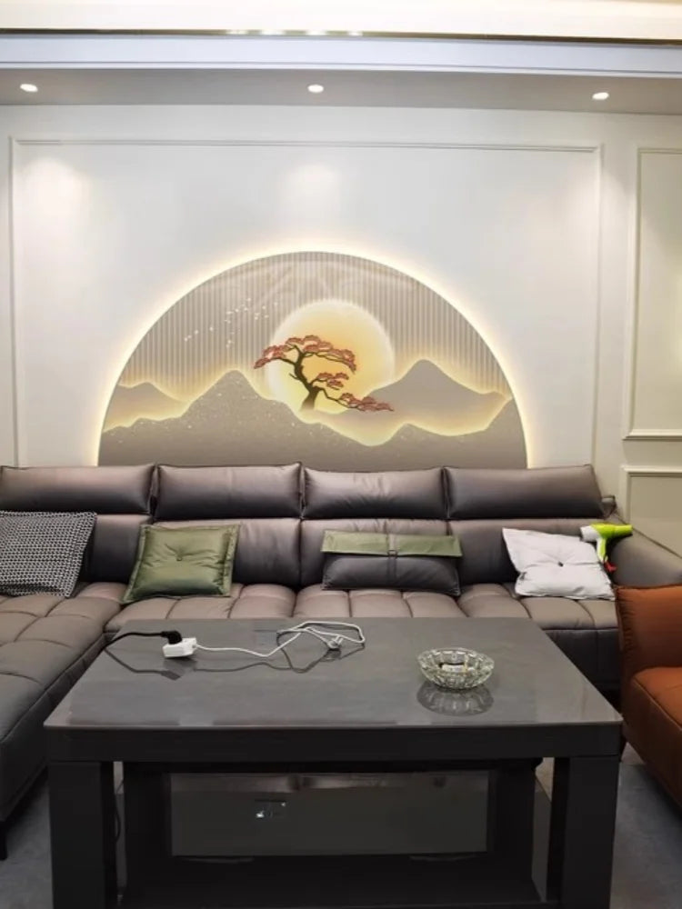 Modern Light Luxury LED Decorative Painting Home Decoration Living Room Bedroom Sofa Wall Landscape Painting Tea Room Mural Lamp
