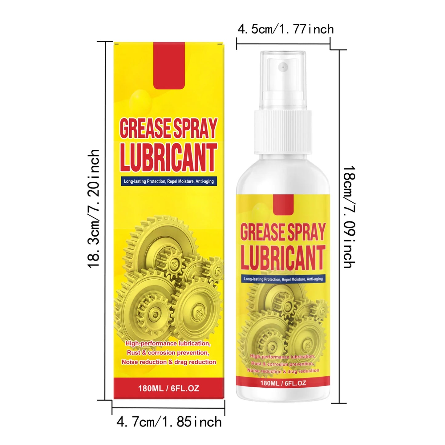 Versatile Iron Eraser Multi Purpose Anti-Rust Lubricant Spray 180ML Fast-Acting Lubricant Rust Dissolver for Car Wheels & Paint