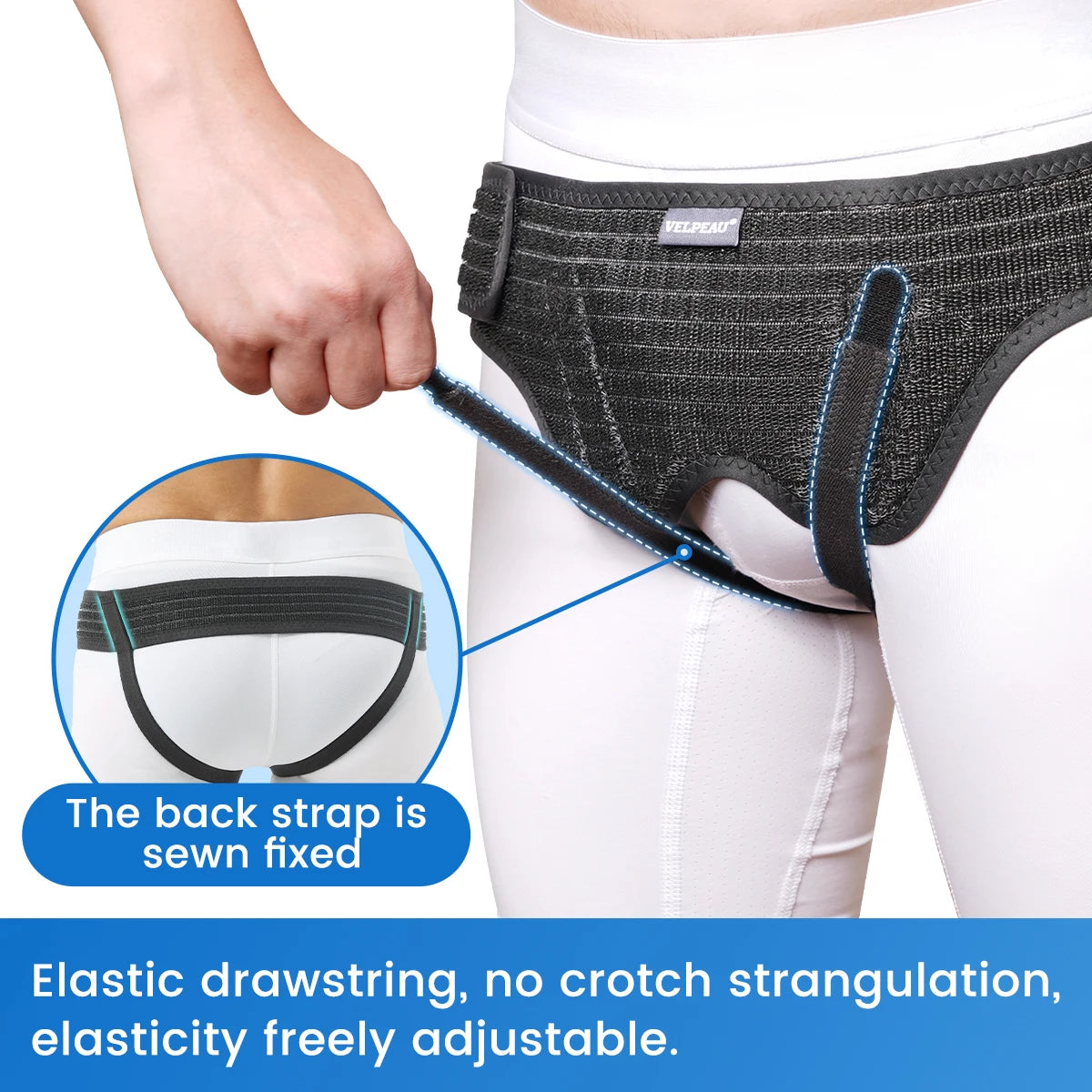 VELPEAU Hernia Belt with 2 Compression Pads, Adjustable Hernia Truss Support for Single/Double Inguinal for Men and Women