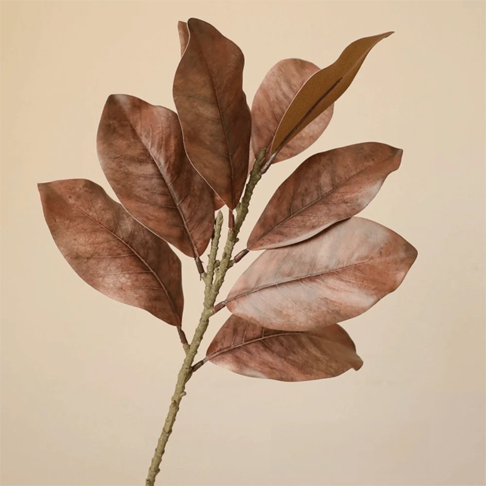 57cm Artificial Magnolia Leaves Rubber Plants Leaves Simulated Plant Branch DIY Floral Arrangement Faux Plants Home Decoration