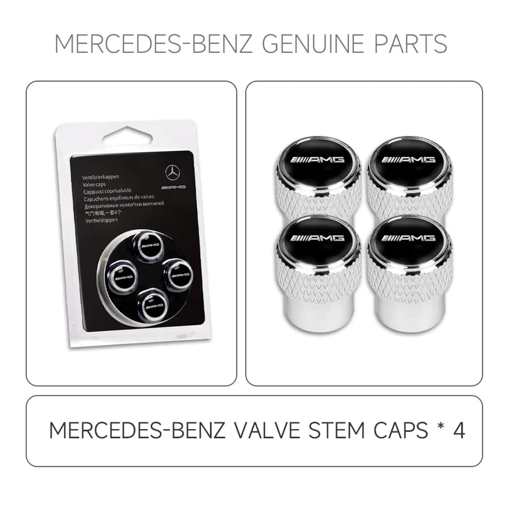 4Pcs Dustproof Anti-block Tyre Valve Stem Protective Caps Fit Mercedes-Benz C W202 W203 W204 E W221 Wheel External Decor Keychai