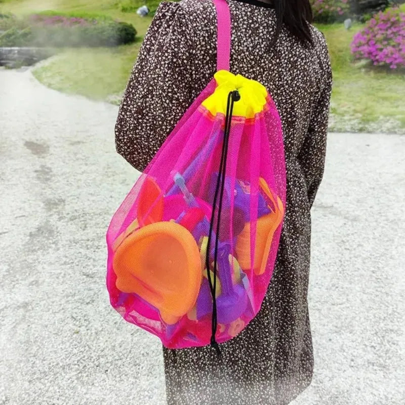 1PC Large Capacity Mesh Beach Toy Storage Bag Portable Breathable Foldable Storage Bag for Travel Outdoor Swimming Bag Organizer