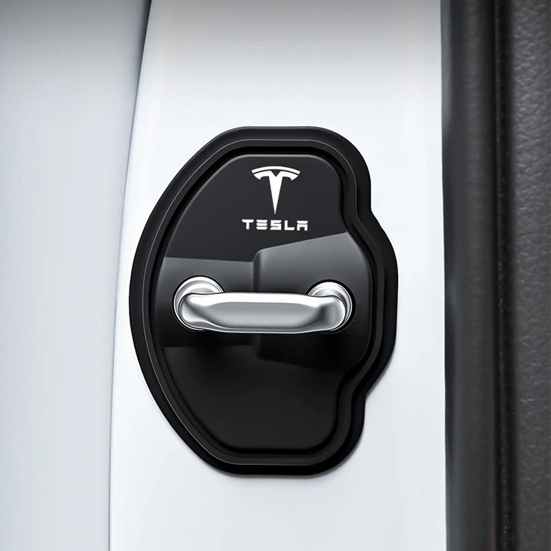 4pcs Car door lock rubber sleeve protective pad door shock absorption buffer anti-collision For Tesla Model 3 Model S X