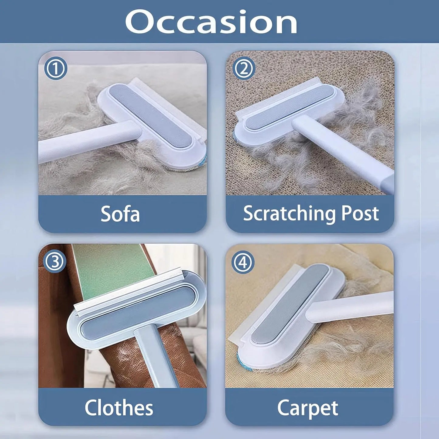 Pet Hair Removal Tool 4-in-1 Hair Removal Furniture Cat Hair Remover for Couch-Pet Hair Removal Car Cloth Furniture Carpet Bed