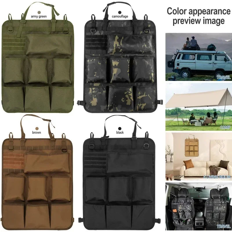 Seat Back Storage Bag Car Seat Storage Organizer Tactical Camo Hanging Bags Car Stowing Tidying Pocket Interior Accessories