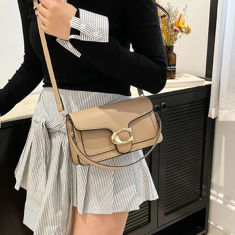 2026 New Niche Luxury Solid Color Tote Bag Retro Simple Square Bag Fashion Versatile Messenger Bag