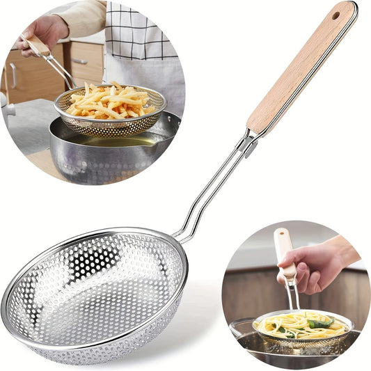 Skimmer Spoon Thickened Stainless Steel Strainer, Household Lo Mein and Dumpling Strainer, Large Kitchen Fried Strainer