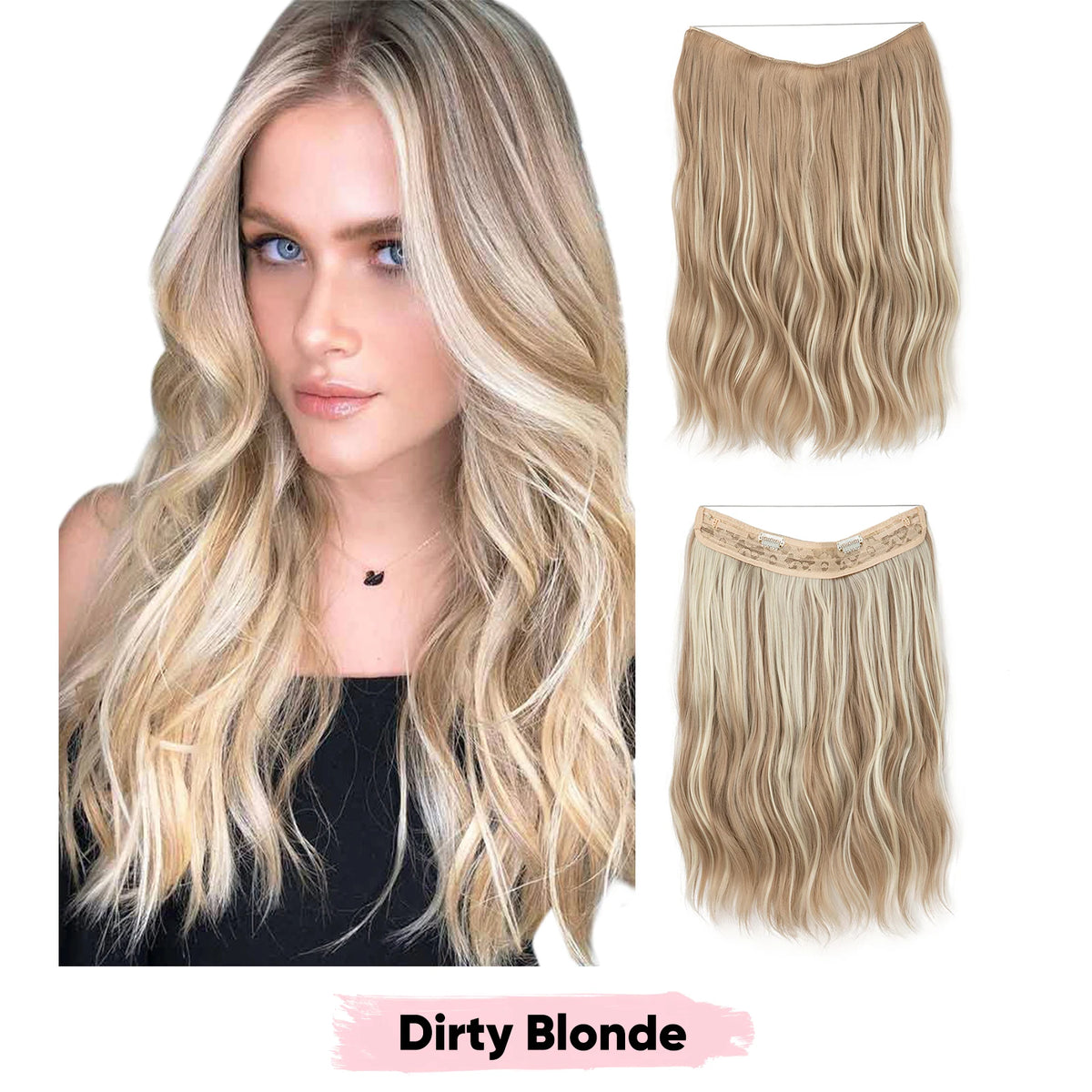 SARLA Synthetic Wave Invisible Wire Clip in Hair Extensions Fish Line With Clips Hairpiece Ombre Fake Hair Piece For Woman