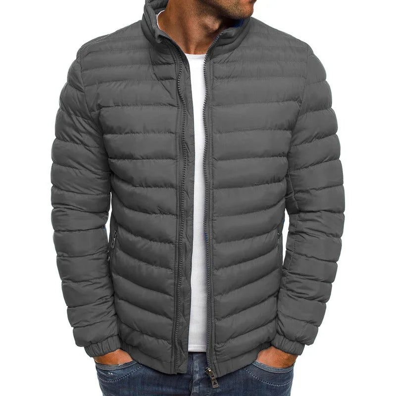 Men's Winter Cotton Jacket Stand Collar Solid Color Lightweight Warm Casual Coat Winter Jackets for Men Outdoor Daily Wear
