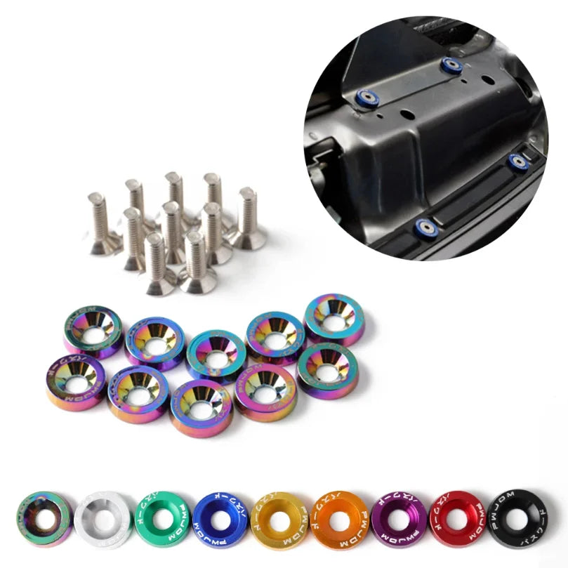 1Set Billet Aluminum Fender Bumper Washer Bolt Engine Bay Screw Dress Up Kit JDM M6x20mm Bolts  2026   NEW