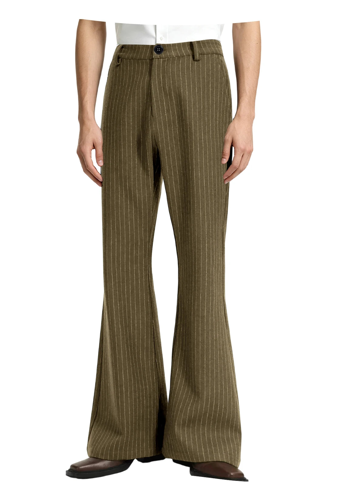 Men's Pinstripe Bell Bottom Pants High Waist Vintage Striped Flared Trousers 60s 70s Disco Outfits for Men Nightclub Party Dance