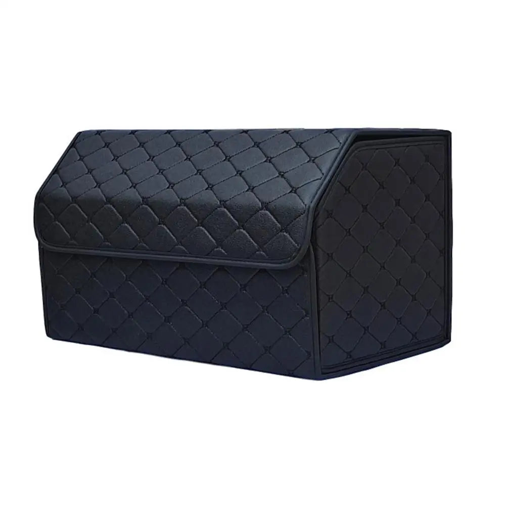 PU Leather Car Trunk Organizer Collapsible Storage Box with Lid Foldable Container Bag Universal Auto Interior Accessories