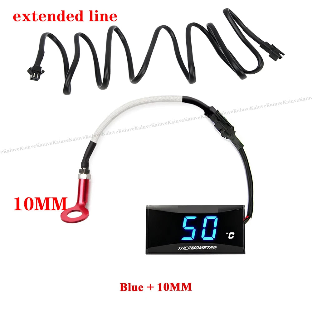 Blue Universal Cylinder Head Temperature Digital Gauge Mini Square Motorcycle Sensor For NMAX125 XMAX250 300
