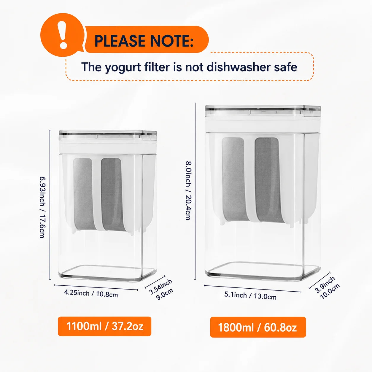 1100ml/1800ml Yogurt Filter Greek Yogurt Strainer Food Strainer Storage Container  Whey Separation Cheese Tools Kitchen Supplies