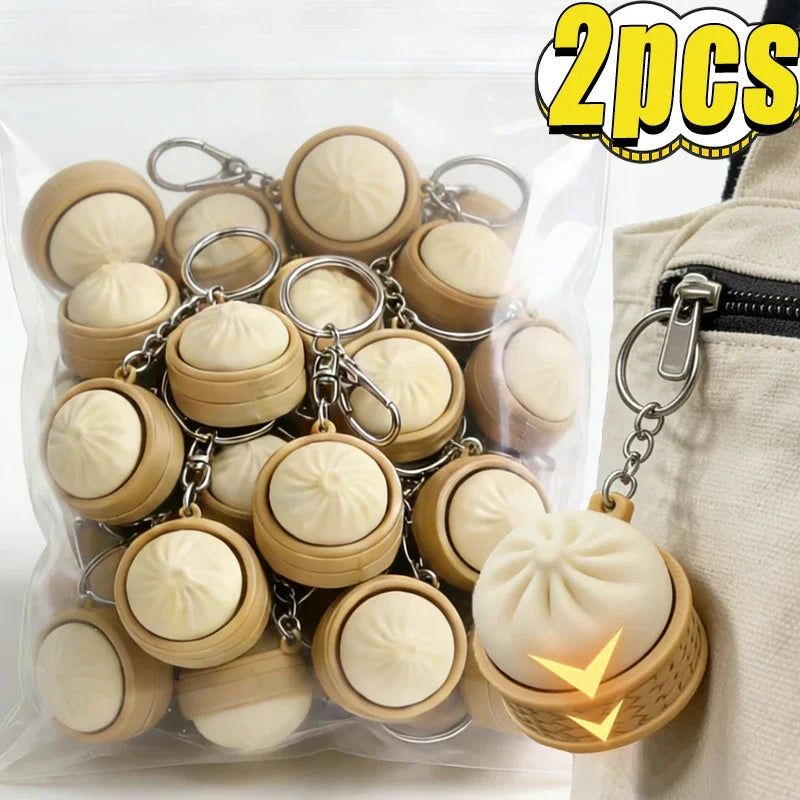 Creative Steamer Bun Pendant Key Chain 2026 New Decompression Simulation Hanging Bag Decoration Toy Gifts