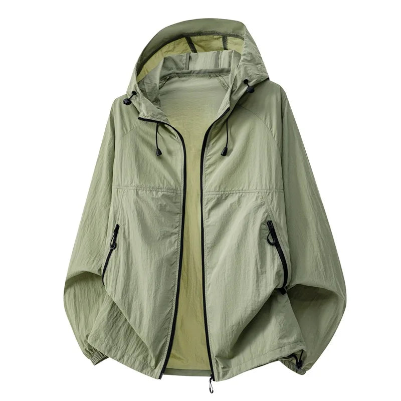 UPF50+ New Fashion Couple's Trendy Ultra-thin Hooded Sunscreen Jackets Men Summer Outwear Casual Breathable Coats windbreaker 4X