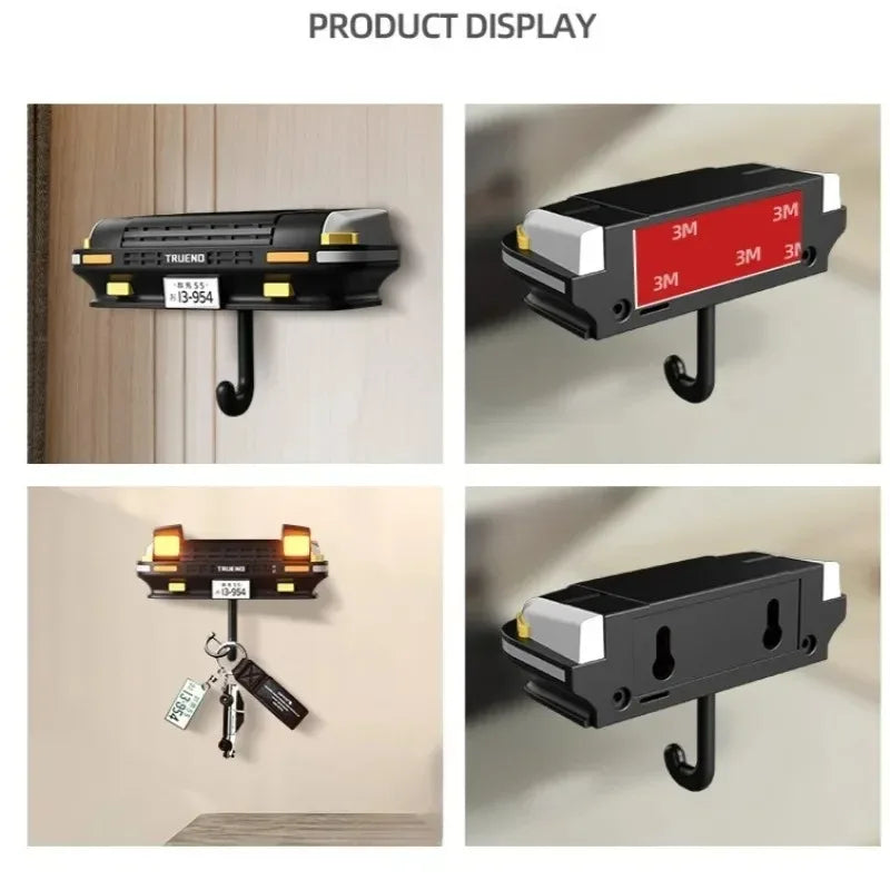 AE86 Car Headlight Key Holder Auto Pop-Up LED Lights Retro Accessories for Men Car Decoration Key Organizer with Adhesive