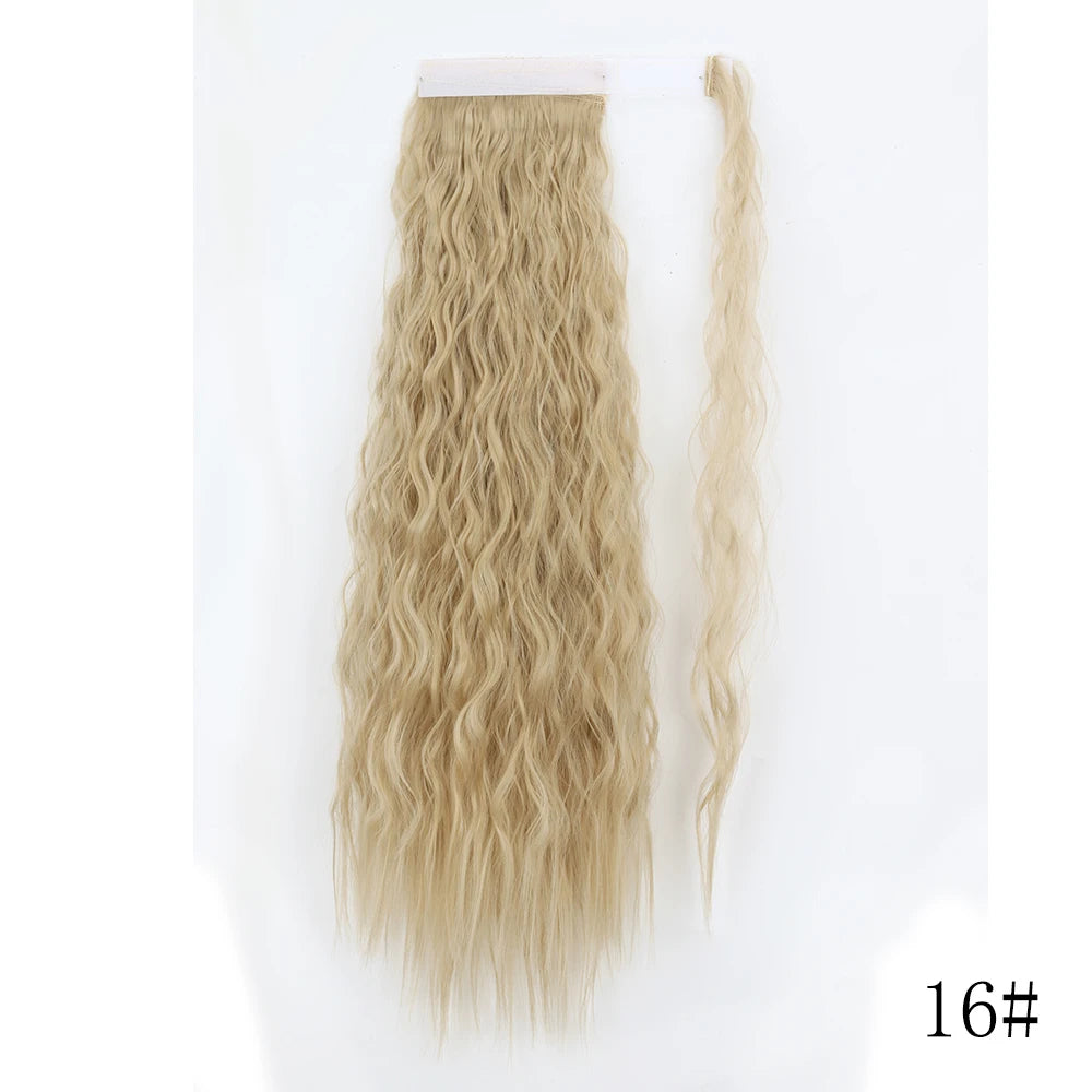 LISI GIRL Synthetic Hair 22''34'' Long Straight Ponytail Wrap Around Ponytail Clip in Hair Extensions Black Hairpiece Headwear