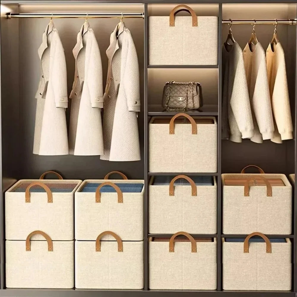 1pc Foldable Fabric Storage Box for Home Use Wardrobe Organizer for Clothes and Pants Layered Storage Solution