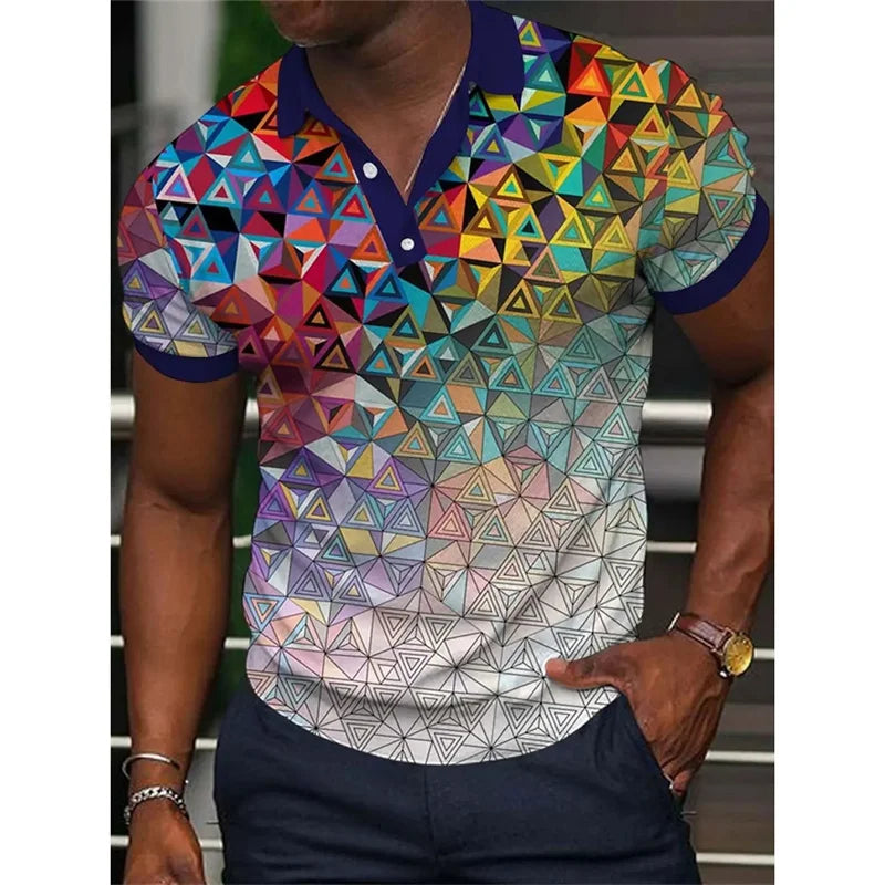 New Men'S Polo Shirt 3d Rainbow LBG Printed Men Clothing Summer Casual Short Sleeved Loose Oversized Shirt Street Fashion Tops