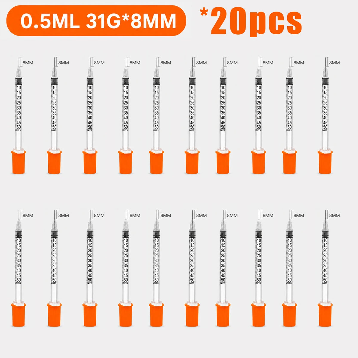 20pcs/100pcs 1ml 0.5ml 30G 31G Pet Animal Dog Cat Disposable Syringe Plastic Veterinary Syringe With Needles Medical Supplies