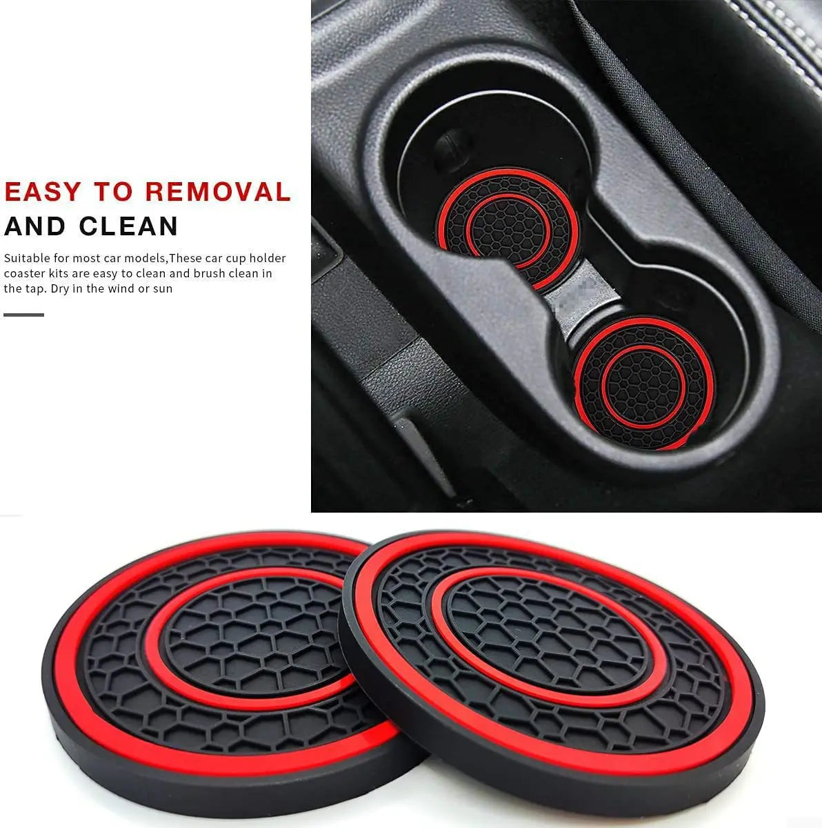 2pcs Non-slip Car Water Cup Pad For Tesla And SUV Sedan Rubber Mat For Bottle Holder Coaster Auto Interior Anti-skid Cup Holders