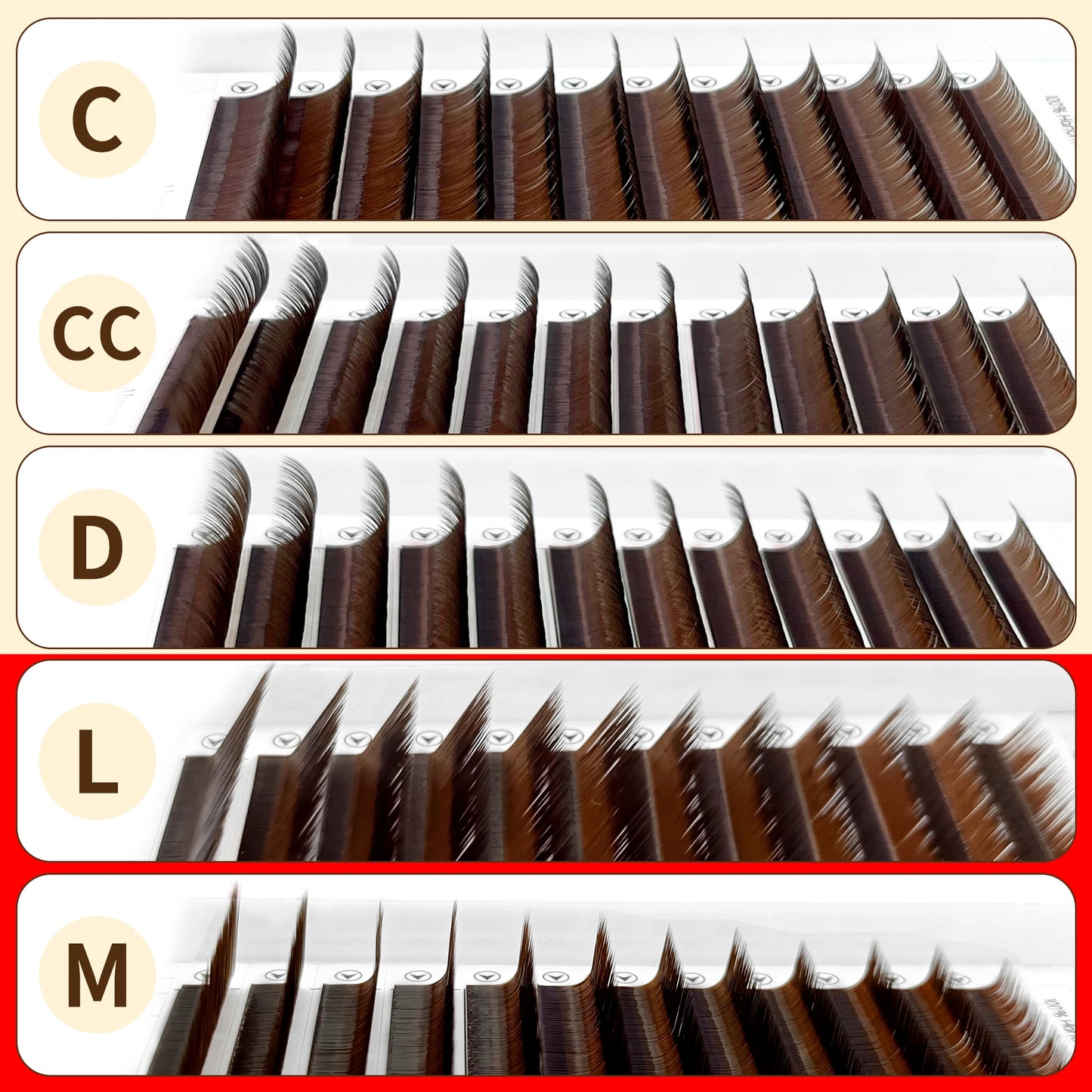 Abonnie M curl Brown Classic Lashes Extensions Chocolate Colored Eyelashes Fluffy Lashes