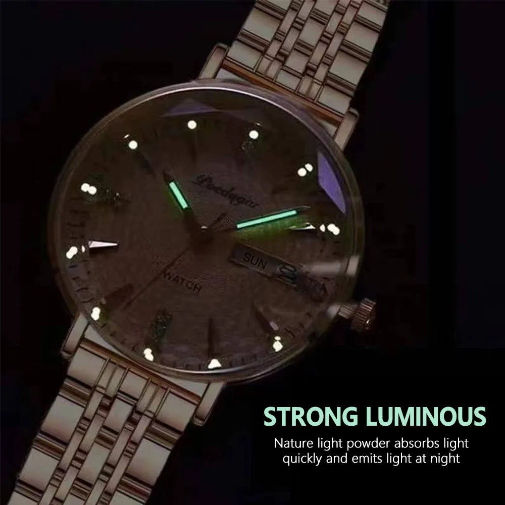 POEDAGAR Top Elegant Ladies Watch Waterproof Luminous Date Week Luxury Women's Watches Rose Gold Fashion Quartz Woman Wristwatch