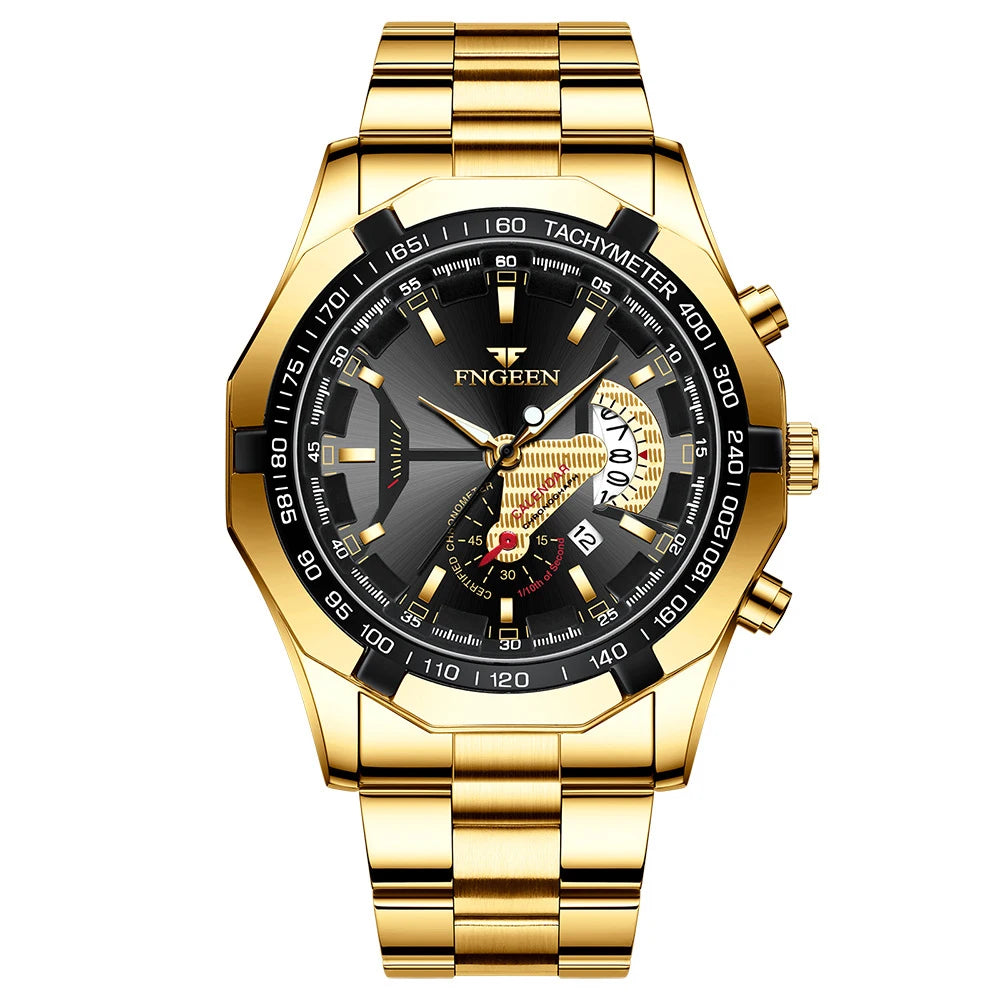 BINBOND Luxury Quartz Wristwatches For Men Luminous Waterproof Auto Date Men's Watch Stainless Steel Reloj Free Ship