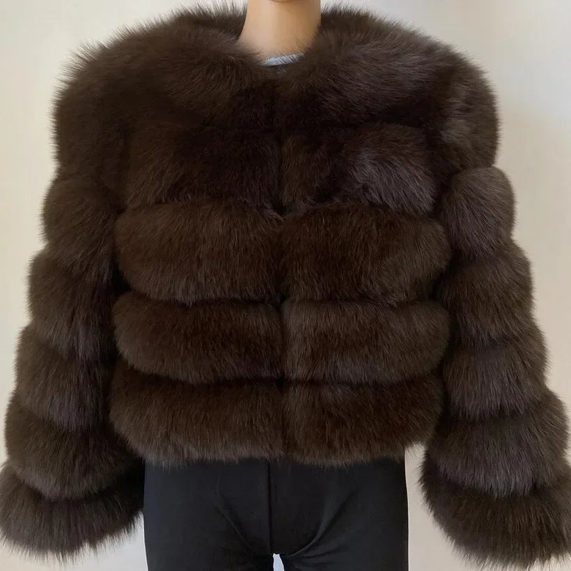 Women Autumn Winter Faux Fur Fox Coats Short Coat Jackets Elegant Jacket Furry Outerwear Party White Thick Warm Y2k Coats