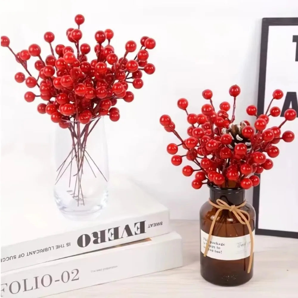10Pcs Single Stem Artificial Poinsettia Flowers, Red Christmas Poinsettia Picks for Xmas Wreath Vase Floral Arrangement Decor