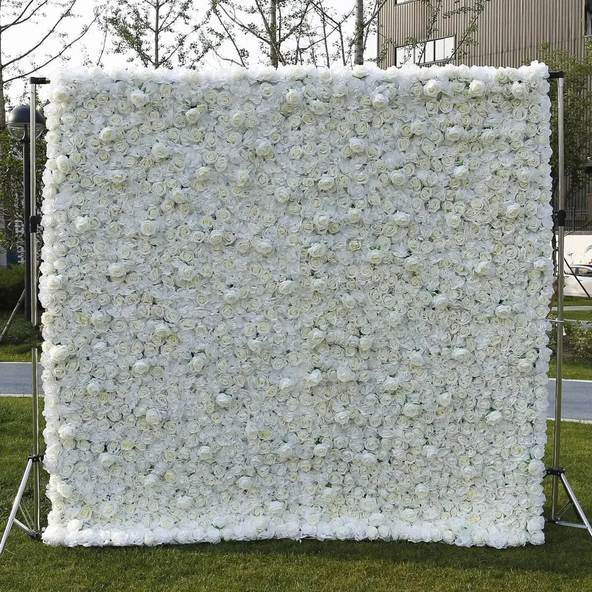 5D White Rose Cloth Flower Wall Artificail Fabric Roll Up Hydrangea Floral Wall Wedding Backdrop Decor Hang Curtain Photo Props