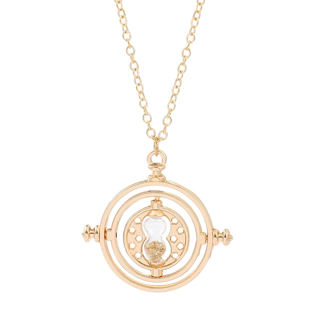Creative Rotatable Time Converter Hourglass Necklace Movie Theme Fashion Pendant Jewelry Cosplay Prop Accessory Gift for Fans