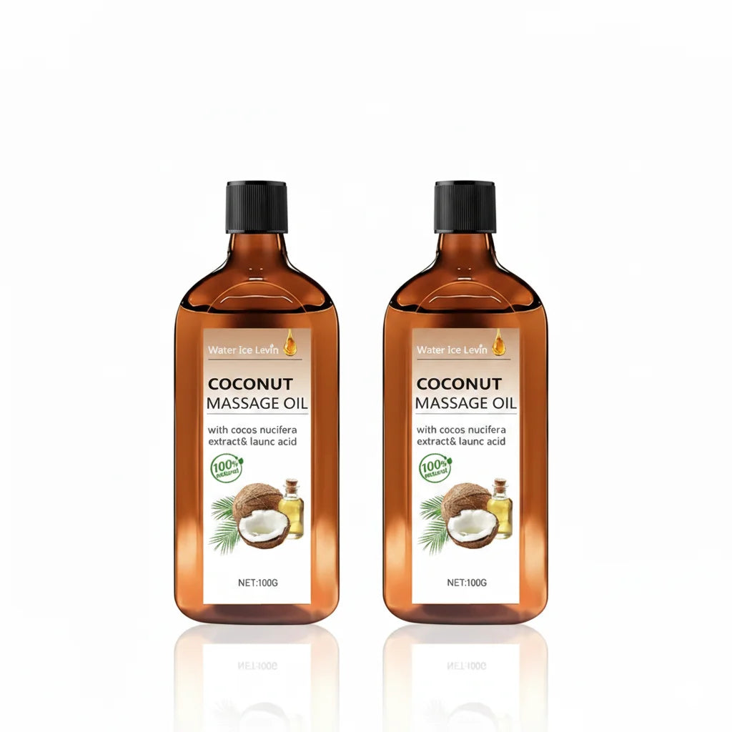 Coconut Massage Oil. Non-Greasy Hydration. Natural Cocos Nucifera Extract. Lauric Acid Moisturizer. Nourishing Fast Absorption.