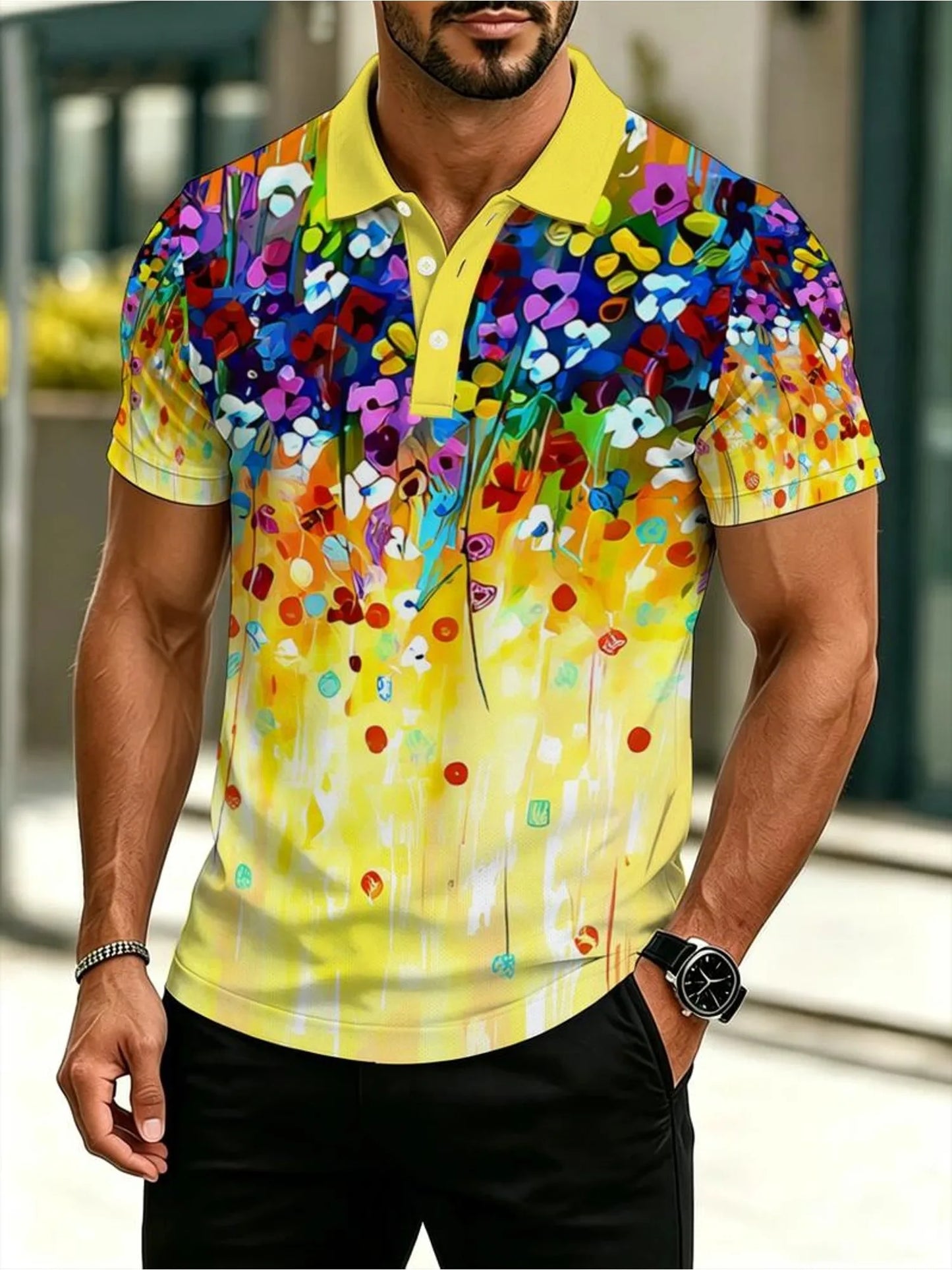New Men'S Polo Shirt 3d Rainbow LBG Printed Men Clothing Summer Casual Short Sleeved Loose Oversized Shirt Street Fashion Tops