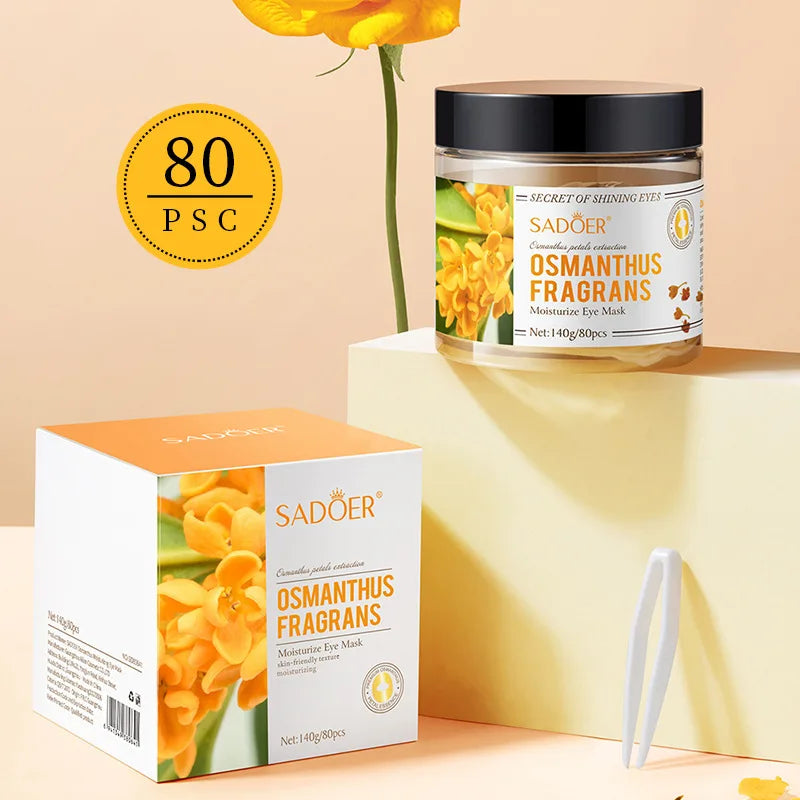 80 Pieces of Osmanthus Eye Patches, Containing Osmanthus Extract, Hydrate and Moisturize the Eyes, Nourish the Skin Around the Eyes, and Enhance the Appearance of the Skin Around the Eyes Suitable for Daily Eye Care, a Gift f