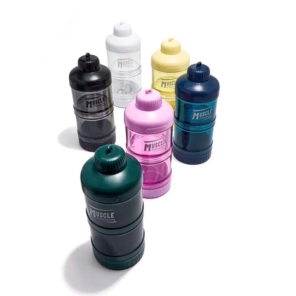 High Quality 1/2/3 Layer Protein Powder Box Portable Plastic Medicine Box with Mountaineering Buckle Layered Storage Snack Can