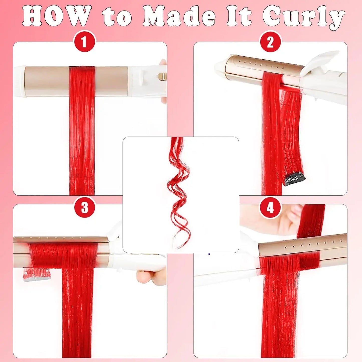 6/12 PCS Hair Extensions Clip, 22in Colored Hair Extensions Party Highlights Long Straight Synthetic Hairpieces for Girls Cospla