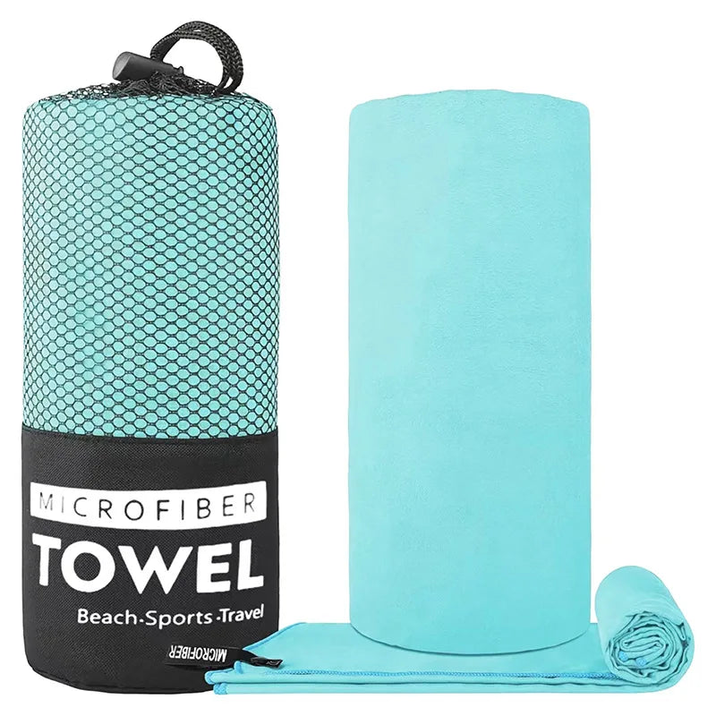 Microfiber Towel With Mesh Bag, Quick Drying Absorbent Towels For Camping, Gym Yoga, Backpacking, Hiking