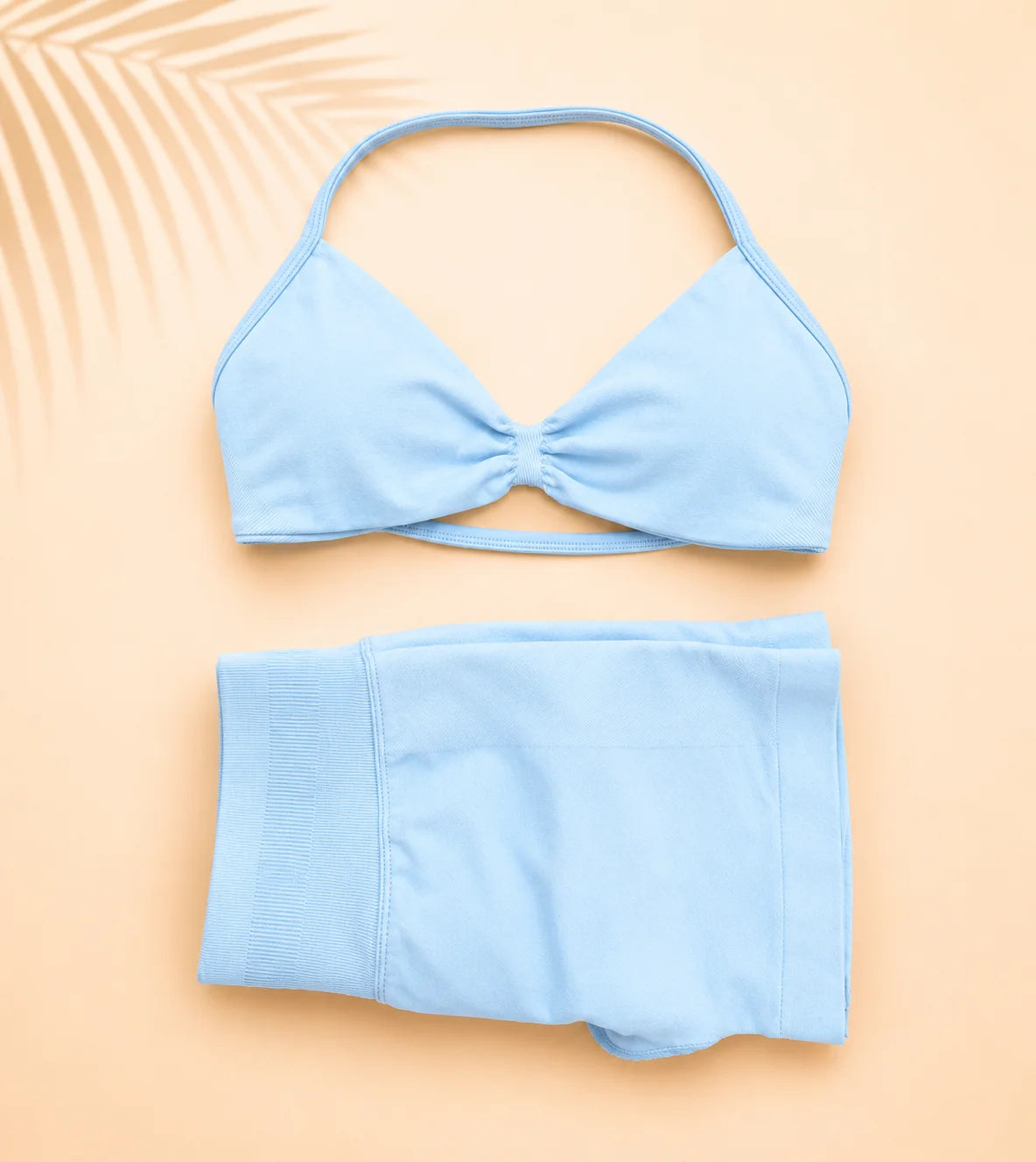 Women Yoga Set Ruched Sports Bra High Waist Shorts 2 Piece Workout Outfit Gym Fitness Activewear Seamless Training Set