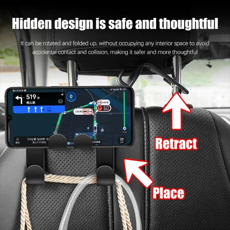 Car Seat Headrest Hook Hanger Black Storage Organizer Universal For Handbag Purse Coat Fit Universal Vehicle Car Holder