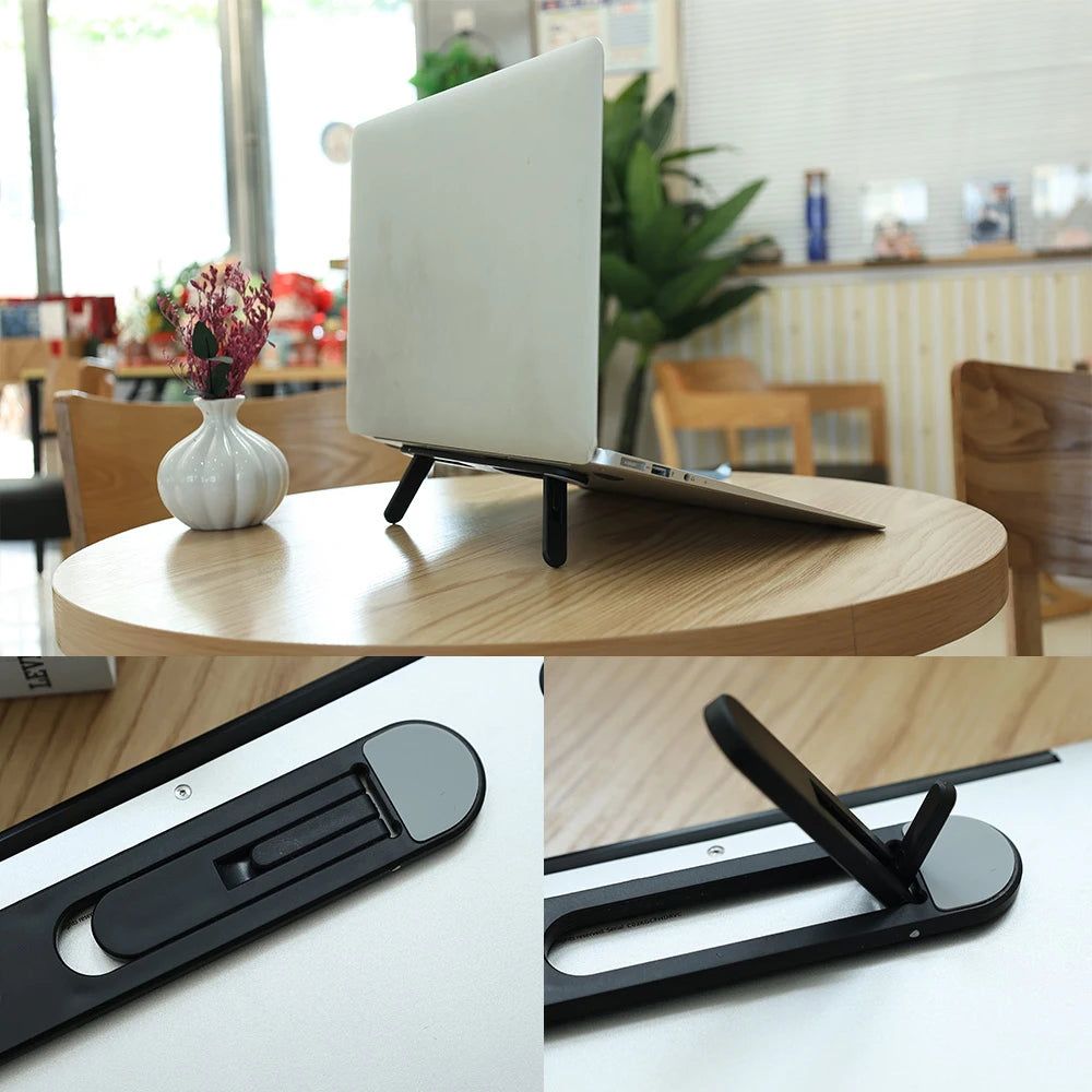 Portable Notebook Support Riser Cooling Bracket Self Adhesive Invisible Folding Laptop Stand for Macbook Lenovo Samsung Notebook