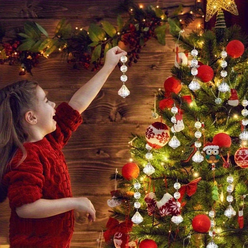 10PCS Snowflake Crystal Christmas Ornaments for Christmas Tree Decorations, Hanging Clear Acrylic Snowflake Ornaments